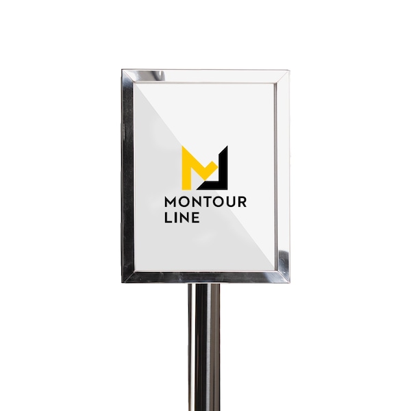 Montour Line Sign Frame Floor Standing 8.5 x 11 in. V Pol. S.S., EXIT SALIDA FS200-8511-V-PS-EXITDBL - main